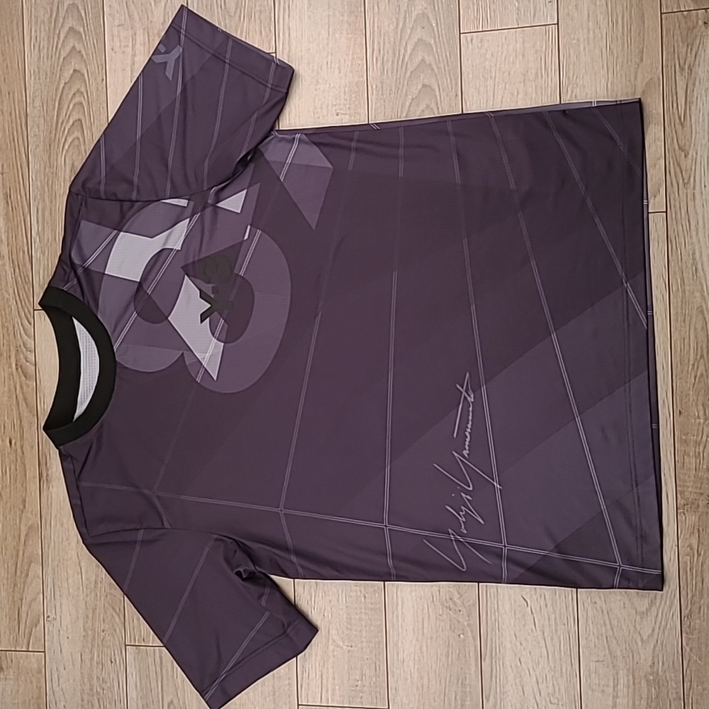 ADIDAS Y-3 All Over Print AOP Parachute Black‎ Grey S Jersey Football Shirt RARE
